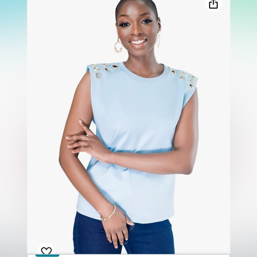 NWT Pantora light blue, Monica, grommet Tee size S.